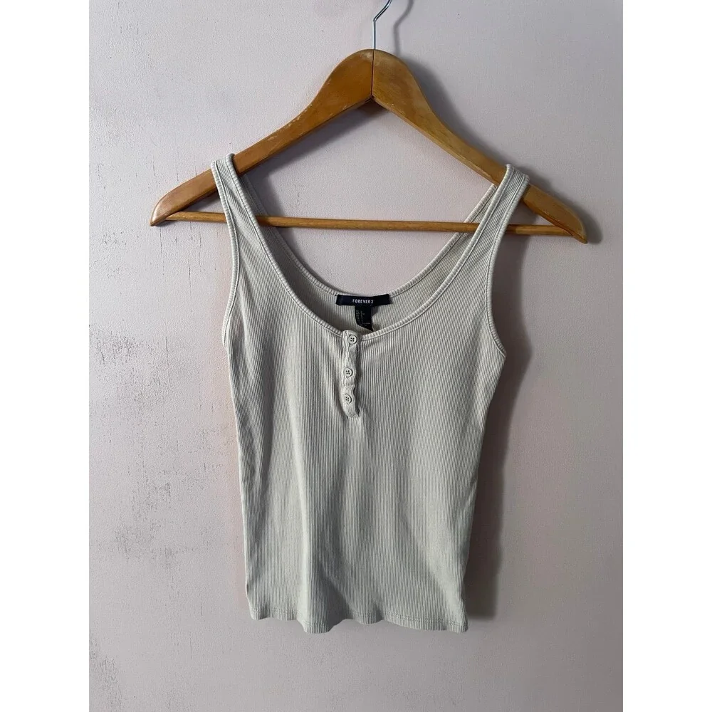Forever 21 Tan Henley Tank Top Size S